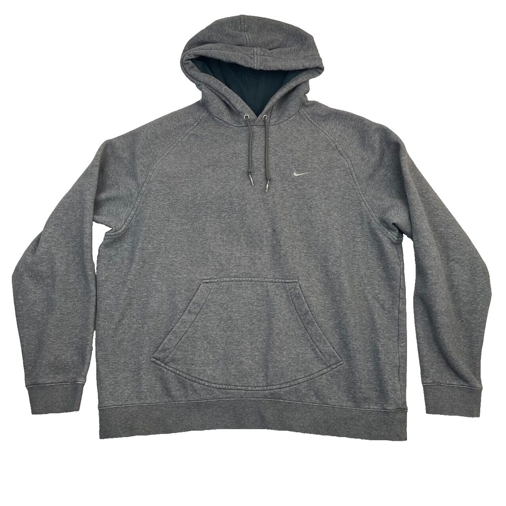 Vintage Nike Hoodie Men's Size XL Solo Swoosh‎ Gray Pullover Pocket Y2K